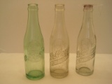 2 Clear/Green Dr. Pepper 6 1/2oz. Bottles w/ Clock 