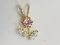 14kt Yellow Gold Cubic Zirconia Pendant Pink Flower Shape Pendant