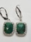 Sterling Silver Set Drop Style Emerlald Stone Earrings