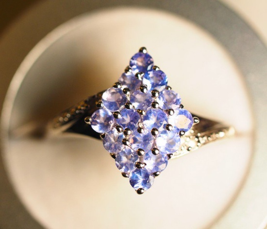 Sterling Silver Tanzanite Cluster Style Ring