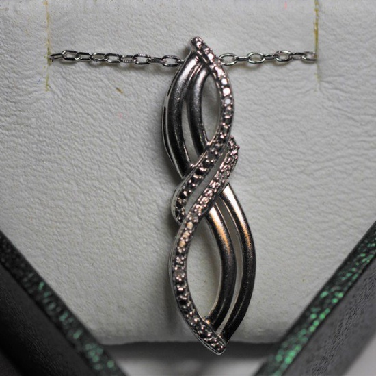 Sterling Silver Natural Diamond Infinity Sign Necklace