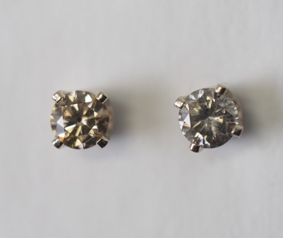 14kt White Gold 0.18ct Natural Diamond Round Brilliant Stud Earrings