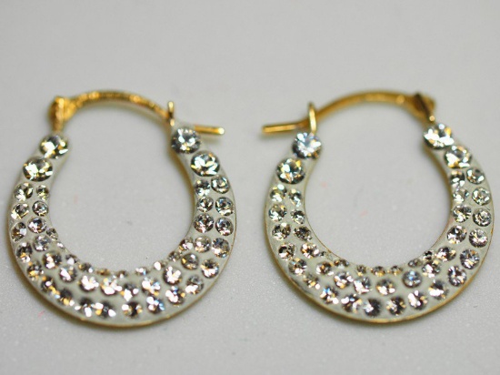 10kt Gold Studded Crescent Earrings