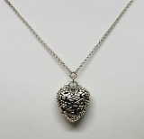 Sterling Silver Heart Shaped Necklace w/ Long Chain