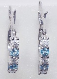 Sterling Silver Blue Topaz November Birthstone Earrings