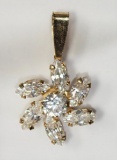 10kt Yellow Gold Cubic Zirconia Flower Pendant