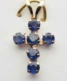 10kt Yellow Gold Sapphire Cross Shaped Pendant