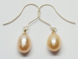 14kt Yellow Gold Pink Fresh Water Pearl Earrings