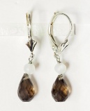 Sterling Silver Smokey Quartz Tear Drop Earrings