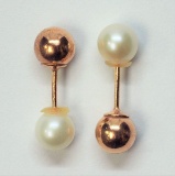 Sterling Silver Rose Gold Plated Fresh Water Pearl 2-in-1 Reversible Earrings