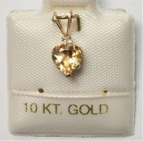 14kt Yellow Gold Heart Shaped Citrine November Birthstone Pendant