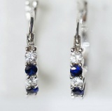 Sterling Silver Created Sapphire September Birthstone Earrings