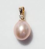 14kt Yellow Gold Pink Fresh Water Pearl Pendant