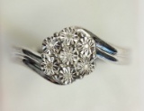 Sterling Silver Natural Diamond 0.03ct 7 Seed of Life Style Ring