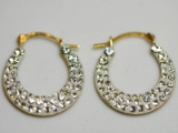 10kt Gold Studded Crescent Earrings