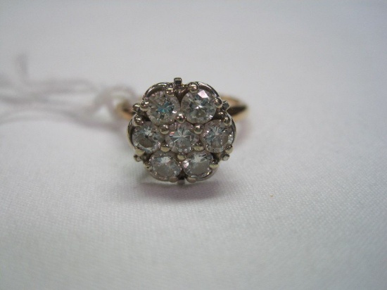 14kt. Two-Tone Seven Diamond Round Cluster Ring App. 1ct. Tw.