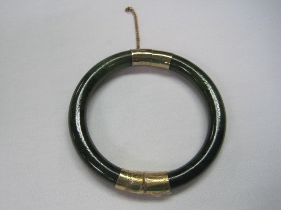 Jade Bangle Bracelet w/ Yellow Clasp