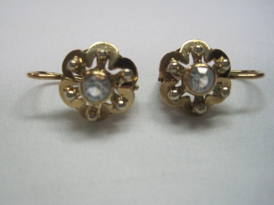 18kt. Yellow-Gold CZ Lever Back Earrings