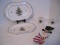 Lot - 4 Pieces Nikko Classic Collection Happy Holidays Christmas Tree Pattern 2 Platters