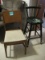 Painted Spindle Back Bar Stool & Oak Chair w/ Vinyl Covered Seat