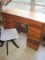Pine Student Desk w/ Black Swivel Slat Back Chair