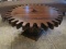 Unique Pine Sprocket Gear Design Pedestal Coffee Table