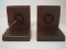 Pair - Pine Bookends w/ Cast Iron Ring Pull Accents
