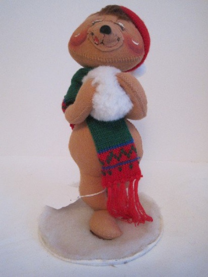 Annalee Christmas Doll Bear w/ Snowball 1990