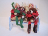 2 Annalee Dolls 1983 Children Hugging Teddy Bears