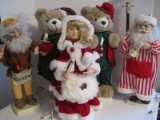 5 Animated Christmas Figures Teddy Bear, Elf, Santa & Girl