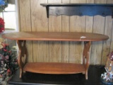 Pine Country Oblong Accent Table w/ Heart Cut Outs & Base Shelf
