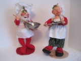 1991 Annalee Dolls Mr. & Mrs. Santa Claus w/ Mixing Bowl & Platter