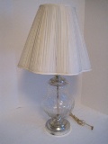 Table Lamp Pressed Glass Vase Style Swirl Design on Silvertone Base