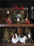 Christmas Decorations Ring-A-Ling Bell w/ Ribbon Design Metal Pillar Candle Holder