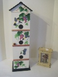 Lot - Birdhouse Design Small Cabinet w/ Embellished Birds/Grape Vines
