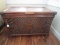 Wood/Wicker Lattice Oval Motif Storage Chest on Legs