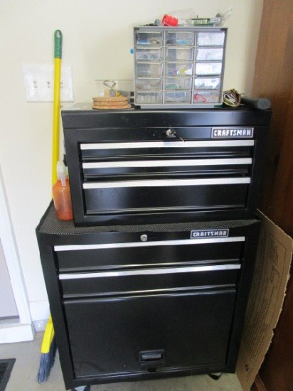 Craftsman 5 Drawer Work/Tool Station w/ Lock/Key Black Metal w/ Misc. Tools/Contents