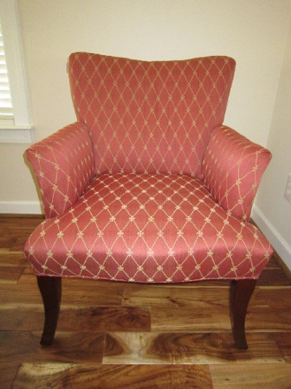 Red Upholstered Arm Chair w/ Wood Legs