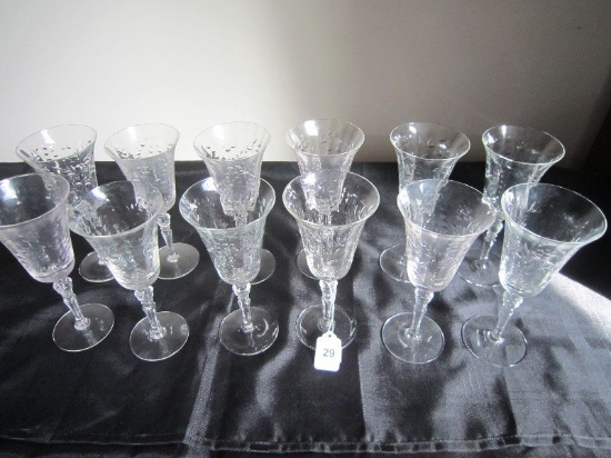 12 Libby Rock Sharp Halifax Water Goblets Berry/Floral Motif