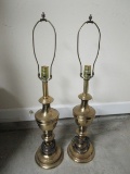 Pair - Brass/Metal Urn Design Lamps