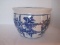 Semi-Porcelain Blue/White Oriental Vine & Lattice Design Planter