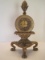 French Inspired Decorative Clock w/ Pineapple Finial Foliate Design Antiqued Gilded Patina