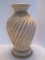 Plaster Vase Spiral Relief Design w/ Gilded Trim & Craquelure Finish