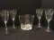 4 Vintage Stems Etched Flowers/Foliage Pattern Multifaceted 7 7/8