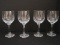 4 Crystal Wine Stems Diamond Pattern