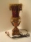 Ornately Embellished Urn Form Accent Lamp Beaded/Fringe Shade