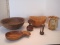 Lot - Treenware Vase, Bulbous Shape Candle Stick, 2 Bowls, Pineapple Shape Dish