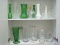 Lot - Misc. Glass Vases, Green, Milk Glass & Clear Various Styles/Sizes