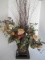 Toleware Style Floral Hand Painted, Craquelure Finish Metal Planter