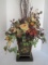 Toleware Style Floral Hand Painted, Craquelure Finish Metal Planter